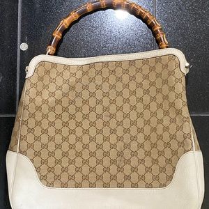 Gucci GG Canvas Bamboo Hobo Bag